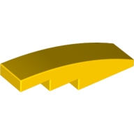 Lego kostka (kostička) 4x1 zakulacená zakřivená, žlutá (4522035, 6024715)